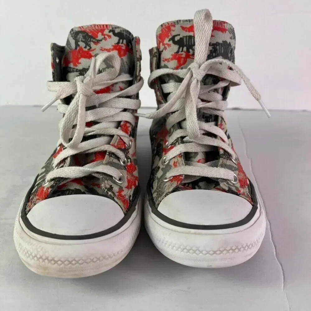 Converse Sneaker kid Sz2 Chuck Taylor All Star HI Poppy Glow Dinosaurs 671598F